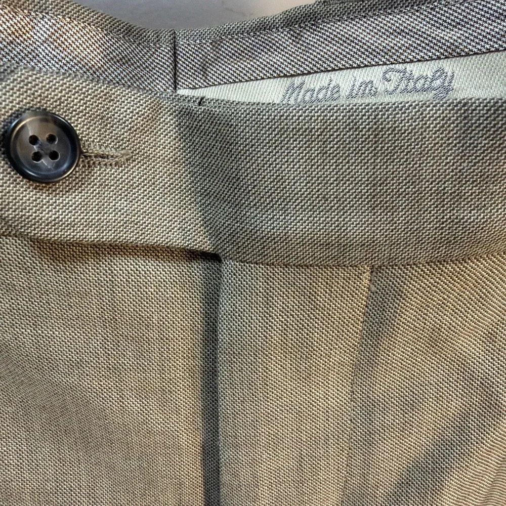 CESARANI Italy Vintage Men Pleated Dress Pants Slacks Trouser Tan Khaki 36x32